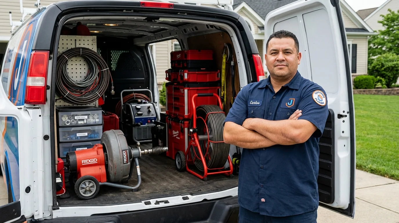 Professional drain cleaning equipment and Johns Plumbing LLC plumber in Yorba Linda
