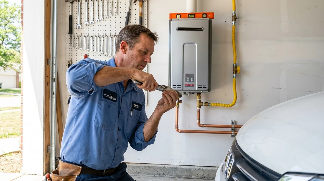 Tankless water heater installation by a Johns Plumbing LLC plumber in Yorba Linda